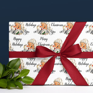 Papel De Regalo Navidades Retro Antiguos De La Vieja Santa Claus