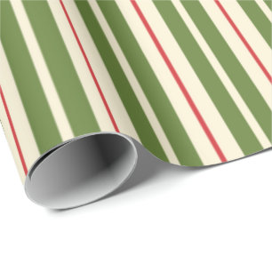 Papel De Regalo Navidades retro clásicos striptean crema oliva ro