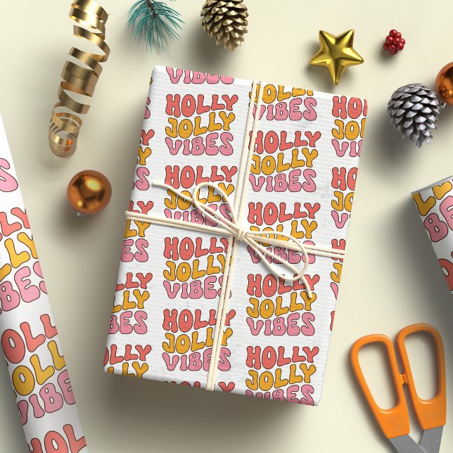 Papel De Regalo Navidades Retro de Holly Jolly Vibes Groovy (Subido por el creador)