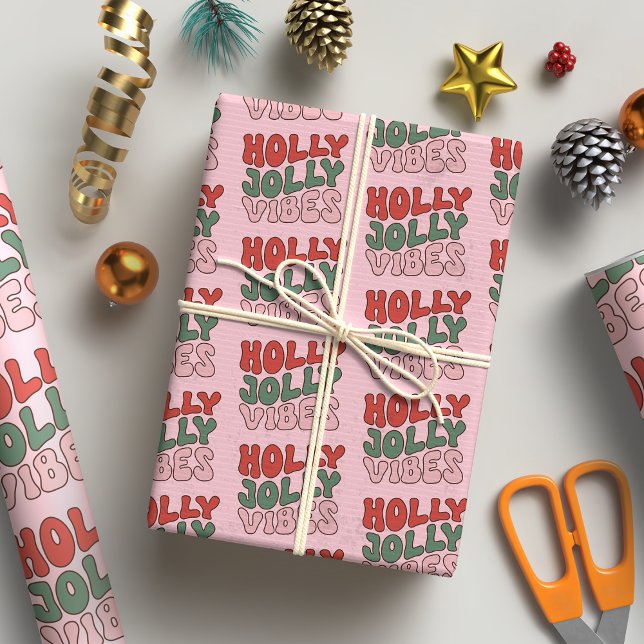 Papel De Regalo Navidades Retro de Holly Jolly Vibes Groovy (Subido por el creador)