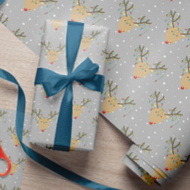 Papel De Regalo Navidades retro de renos con sabor a canto