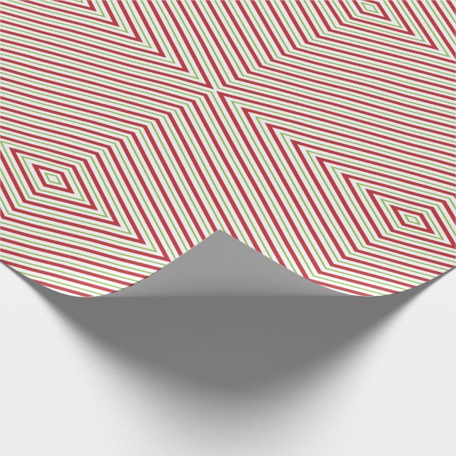 Papel De Regalo Navidades retro del patrón de espejos blancos rojo (Esquina)