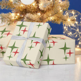 Papel De Regalo Navidades retro Estrellas atómicas modernas de med