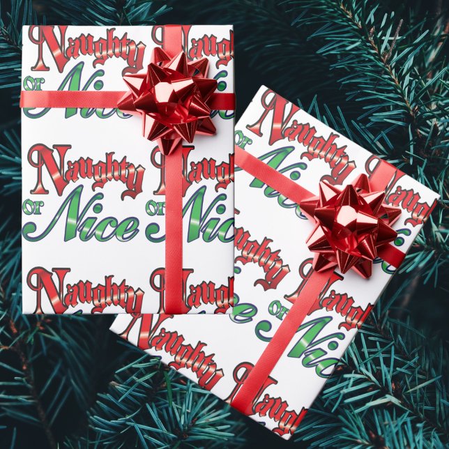 Papel De Regalo Navidades retro, letras rojas traviesas o bellas (Subido por el creador)