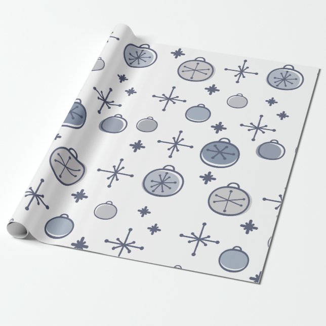 Papel De Regalo Navidades retro modernos de mediados del siglo XX  (Desenrollado)