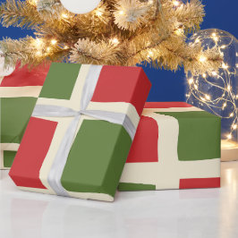 Papel De Regalo Navidades Retro Modernos Mínimos Verifican Patrón 