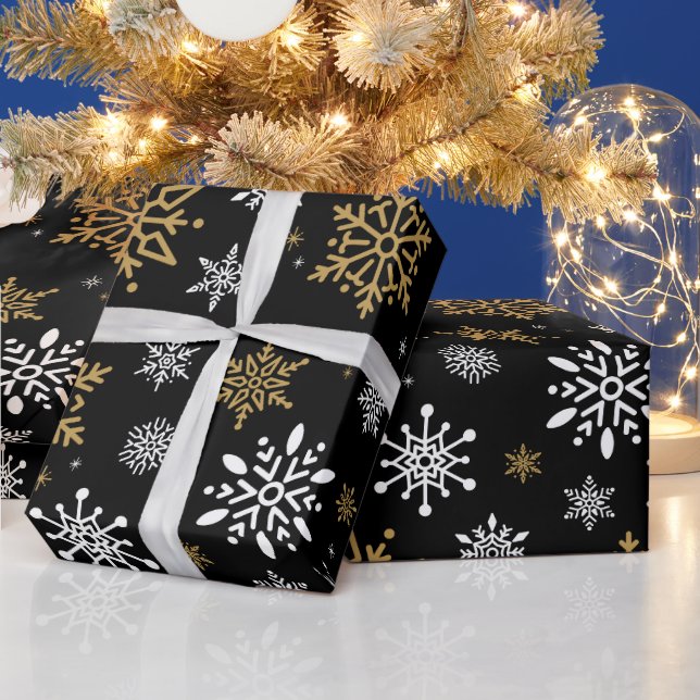 Papel De Regalo Navidades retro negras y nevadas de glúteo dejan p (Vacaciones)