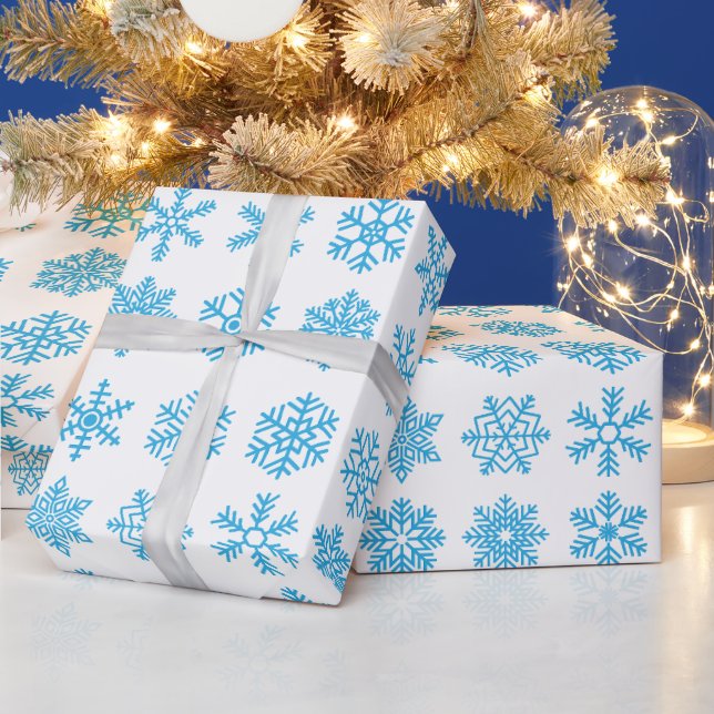 Papel De Regalo Navidades retro Nieve azul hace añicos (Vacaciones)