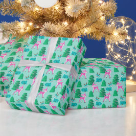 Papel De Regalo Navidades Retro Pastel Aqua