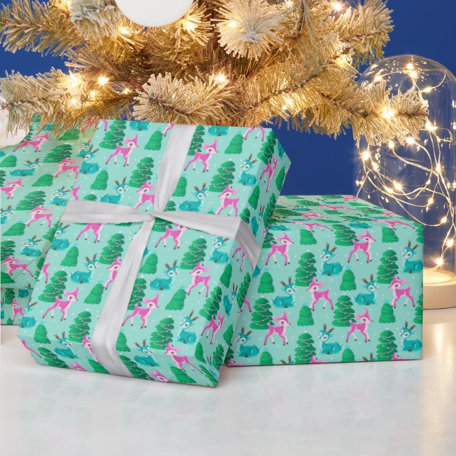 Papel De Regalo Navidades Retro Pastel Aqua (Vacaciones)