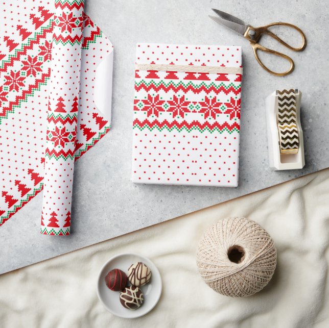 Papel De Regalo Navidades retro Patrón vacaciones de Navidades ale (Artesanía)