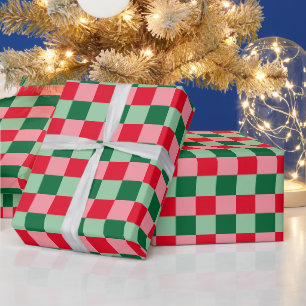 Papel De Regalo Navidades Retro Red Green Rosa Tartan Plaid