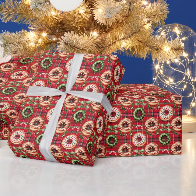 Papel De Regalo Navidades Retro Rojo Donan Red Tartán Plaid (Vacaciones)