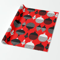 Navidades Retro Rojo Y Negro Ball Decorativo