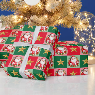 Papel De Regalo Navidades Retro Santa Claus Tartan Plaid