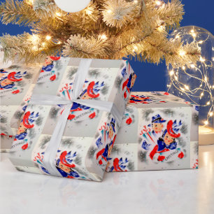 Papel De Regalo Navidades retro vendaje fiesta de pareja de Vintag