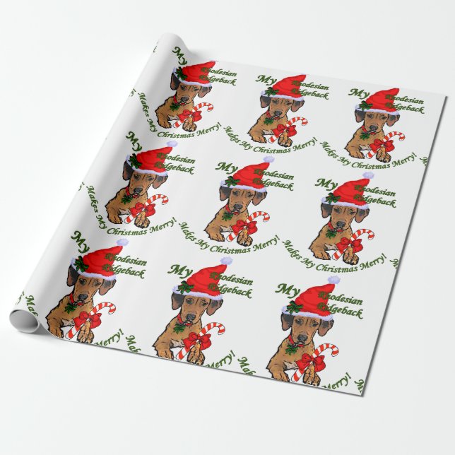 Papel De Regalo Navidades Ridgeback de Rhodesia (Desenrollado)