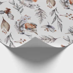 Papel De Regalo Navidades Robin Watercolor