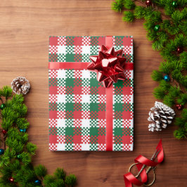 Papel De Regalo Navidades rociaron el patrón de búfalo verde rojo