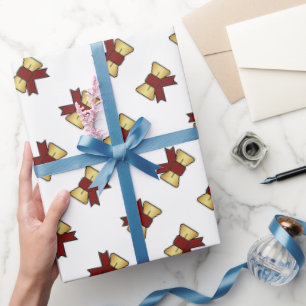 Papel De Regalo Navidades Rojo Patrón de Oro Oro Oro Oso Blanco