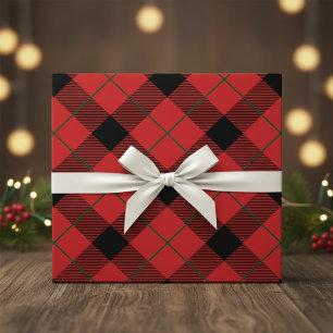 Papel De Regalo Navidades Rojo, Verde Y Negro Diagonal Placa