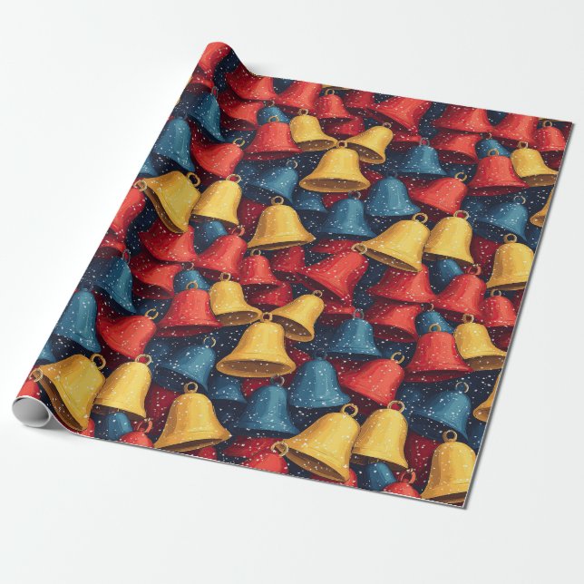 Papel De Regalo Navidades rojos, azules y amarillos (Desenrollado)