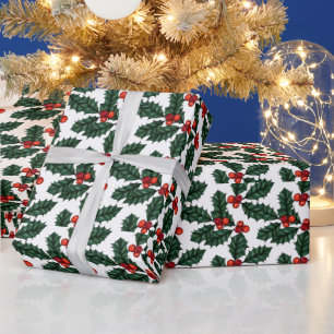 Papel De Regalo Navidades rojos Berries y deja Navidades blancos