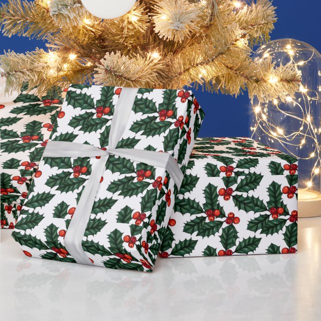 Papel De Regalo Navidades rojos Berries y deja Navidades blancos (Vacaciones)