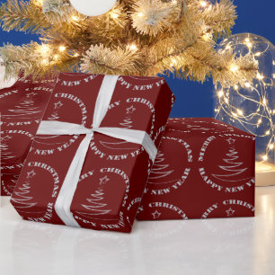 Papel De Regalo Navidades rojos burdeos Purpurinas de Silver Faux