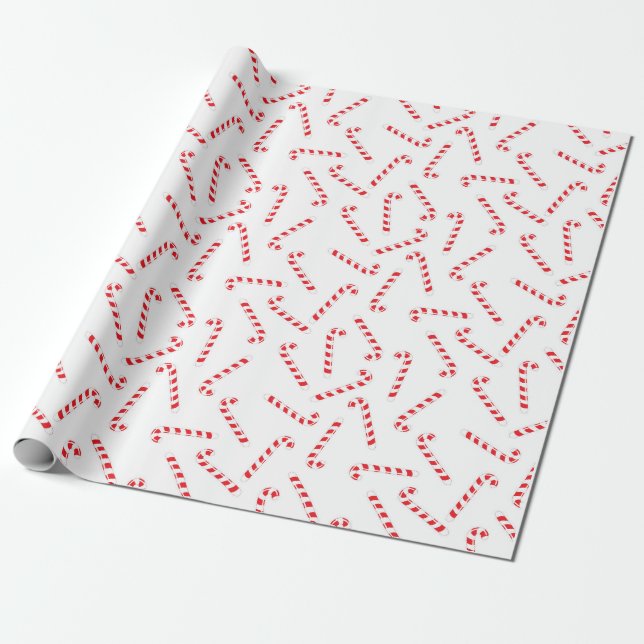Papel De Regalo Navidades rojos Candy Cane (Desenrollado)