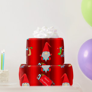 Papel De Regalo Navidades rojos Cute Gnomes