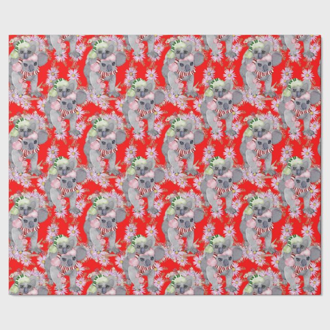 Papel De Regalo Navidades rojos de la familia Koala (Costura)