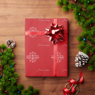 Papel De Regalo Navidades Rojos Modernos Empresa Con Logotipo De N