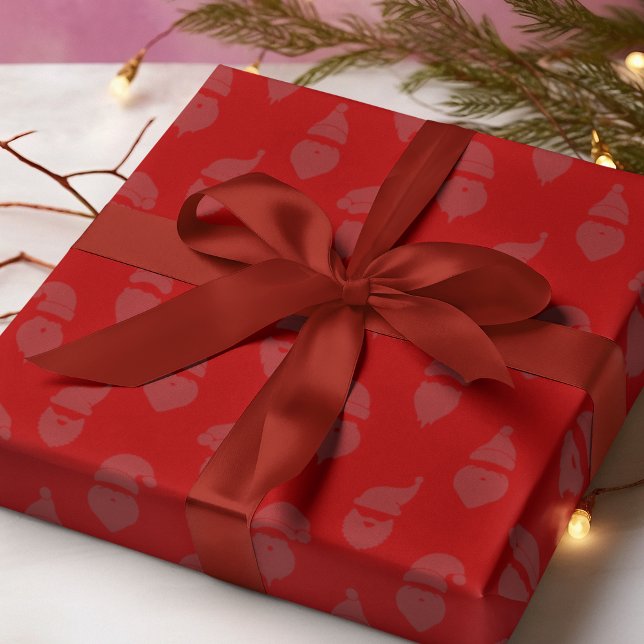 Papel De Regalo Navidades rojos monotónicos modernos de Santa Silh (Subido por el creador)
