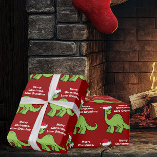 Papel De Regalo Navidades rojos niños dinosaurios Cute personaliza