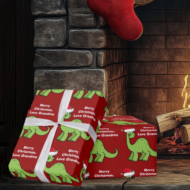 Papel De Regalo Navidades rojos niños dinosaurios Cute personaliza (Subido por el creador)