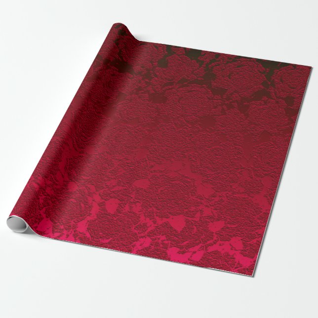 Papel De Regalo Navidades rojos Patrón Suculento Floral Metálico (Desenrollado)