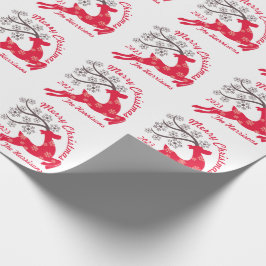 Papel De Regalo Navidades rojos Reindeer Nombre de copo de nieve B