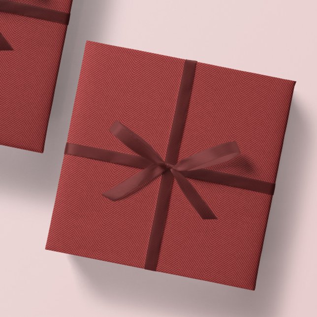 Papel De Regalo Navidades rojos tuiteado clásico de herringbone (Subido por el creador)