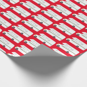 Papel De Regalo Navidades rojos verdes de moto del Camper Retro