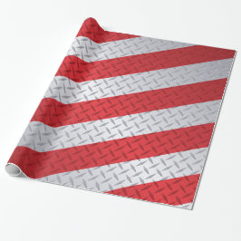 Papel De Regalo Navidades rojos y aceros Stripe Diamond Plate