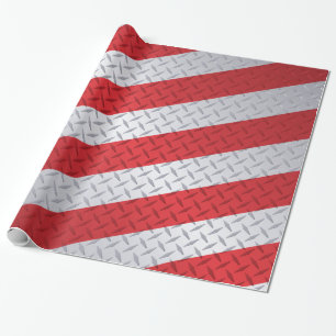 Papel De Regalo Navidades rojos y aceros Stripe Diamond Plate