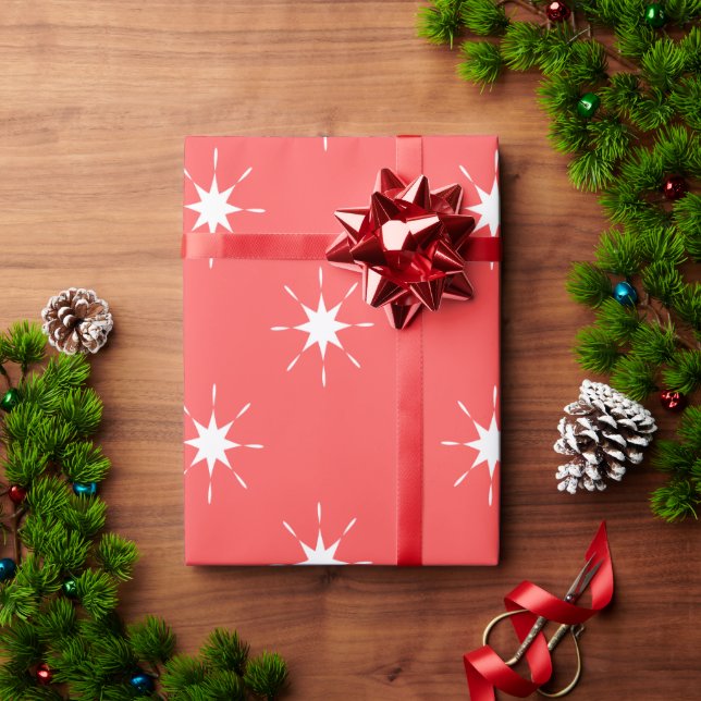 Papel De Regalo Navidades rojos y blancos con estrellas (Regalo de vacaciones)