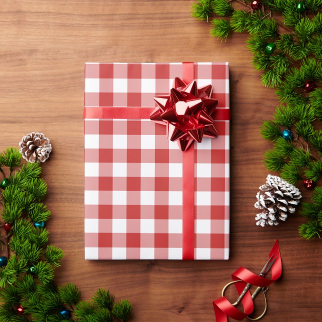 Papel De Regalo Navidades rojos y blancos de búfalo (Regalo de vacaciones)
