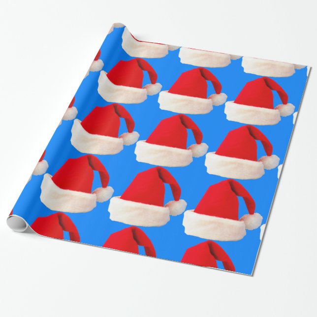 Papel De Regalo Navidades rojos y blancos festejan Santa Hat (Desenrollado)