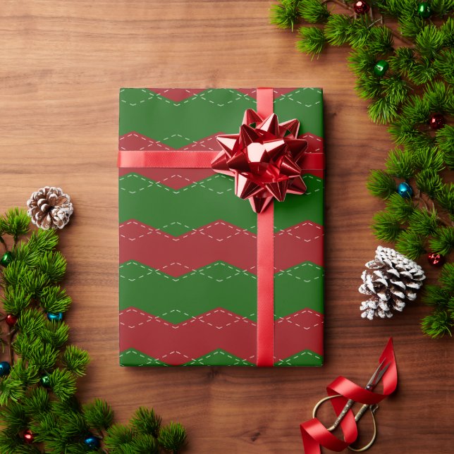 Papel De Regalo Navidades rojos y verdes clásicos  (Regalo de vacaciones)