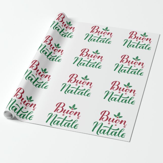 Papel De Regalo Navidades rojos y verdes de Buon Natale (Desenrollado)