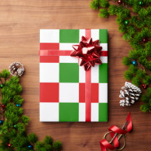 Navidades rojos y verdes de tablero de ajedrez ret