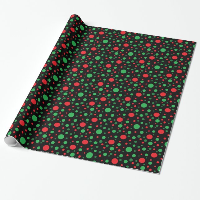 Papel De Regalo Navidades rojos y verdes negros Envoltura de punto (Desenrollado)