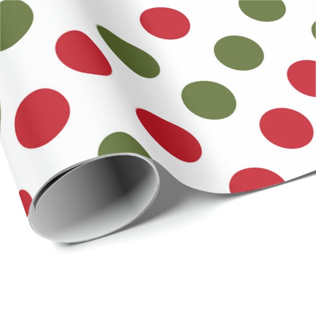 Papel De Regalo navidades rojos y verdes puntos de polka (Esquina del rollo)